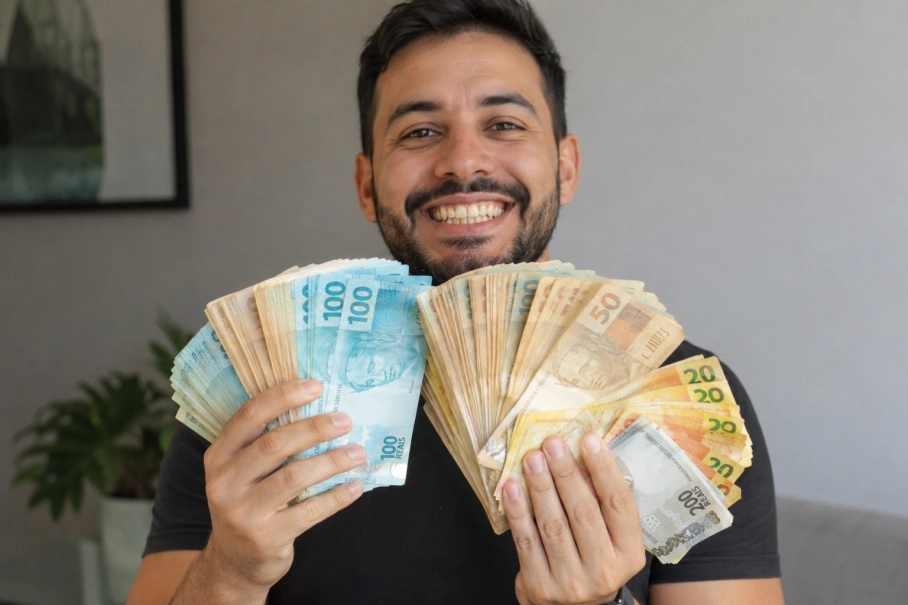 Empreendedor com lucro nas mãos